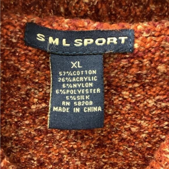 SML Sport Vintage Women’s Button Front Chunky Cardigan Sweater, Rust, size XL - Picture 6 of 7